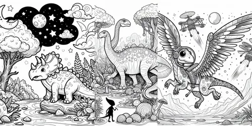 Dinosaur Coloring Drawings generated by dalle