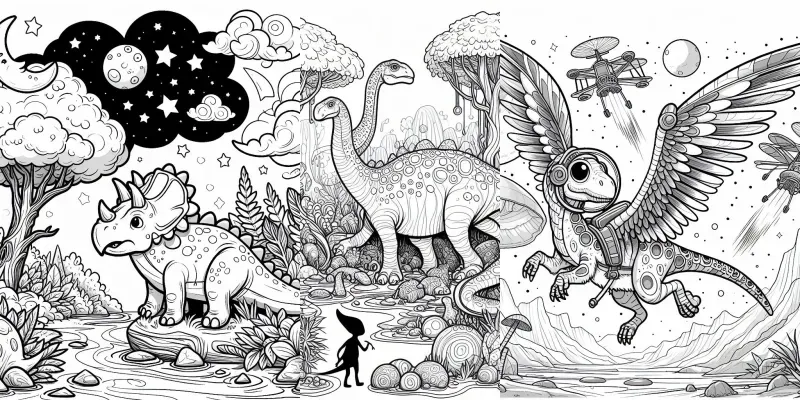Dinosaur Coloring Drawings generated by undefined