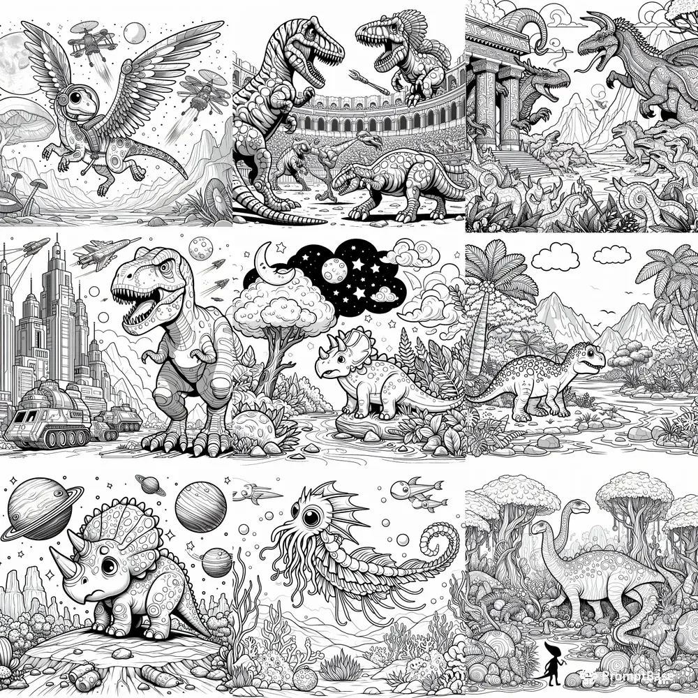 Dinosaur Coloring Drawings