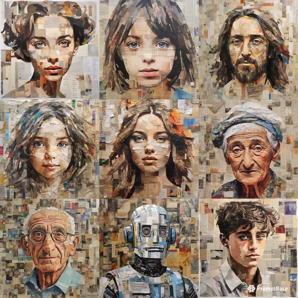 Paper Collages Newspaper Portrait Crafts