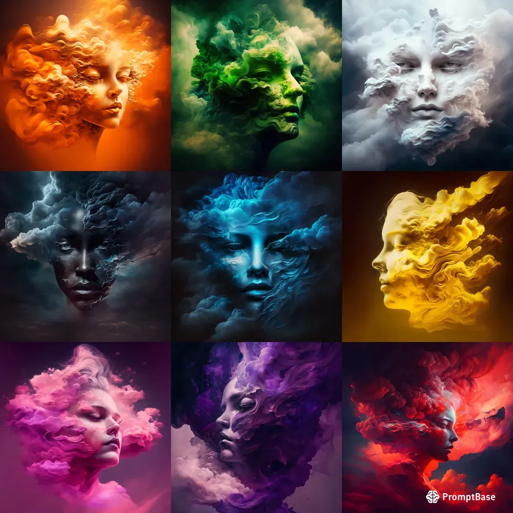 Cloud Faces Abstract Art