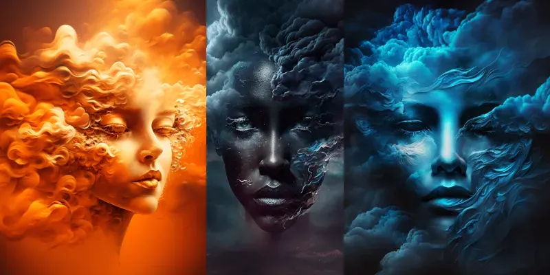 Cloud Faces Abstract Art generated by undefined