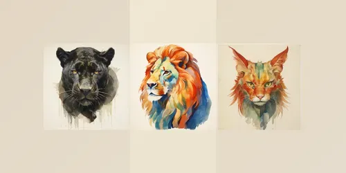Watercolor Animals Early American Style generated by midjourney