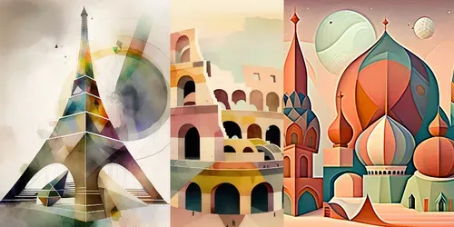 Abstract Landmarks generated by midjourney