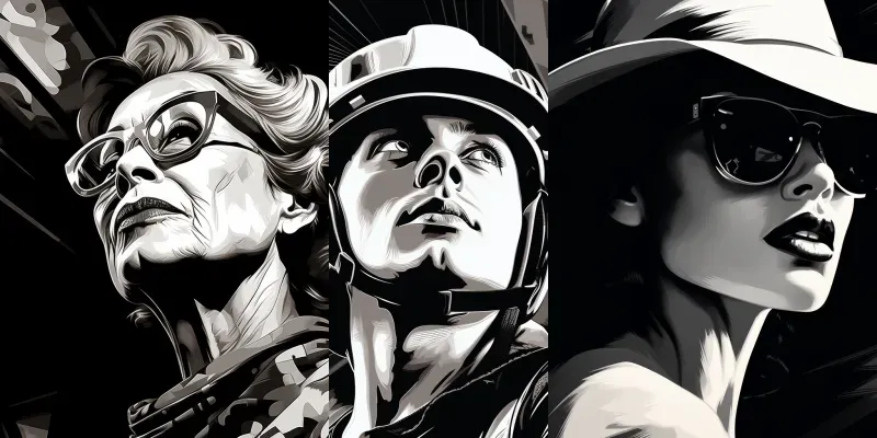 Portrait Black And White Noir Comics generated by undefined