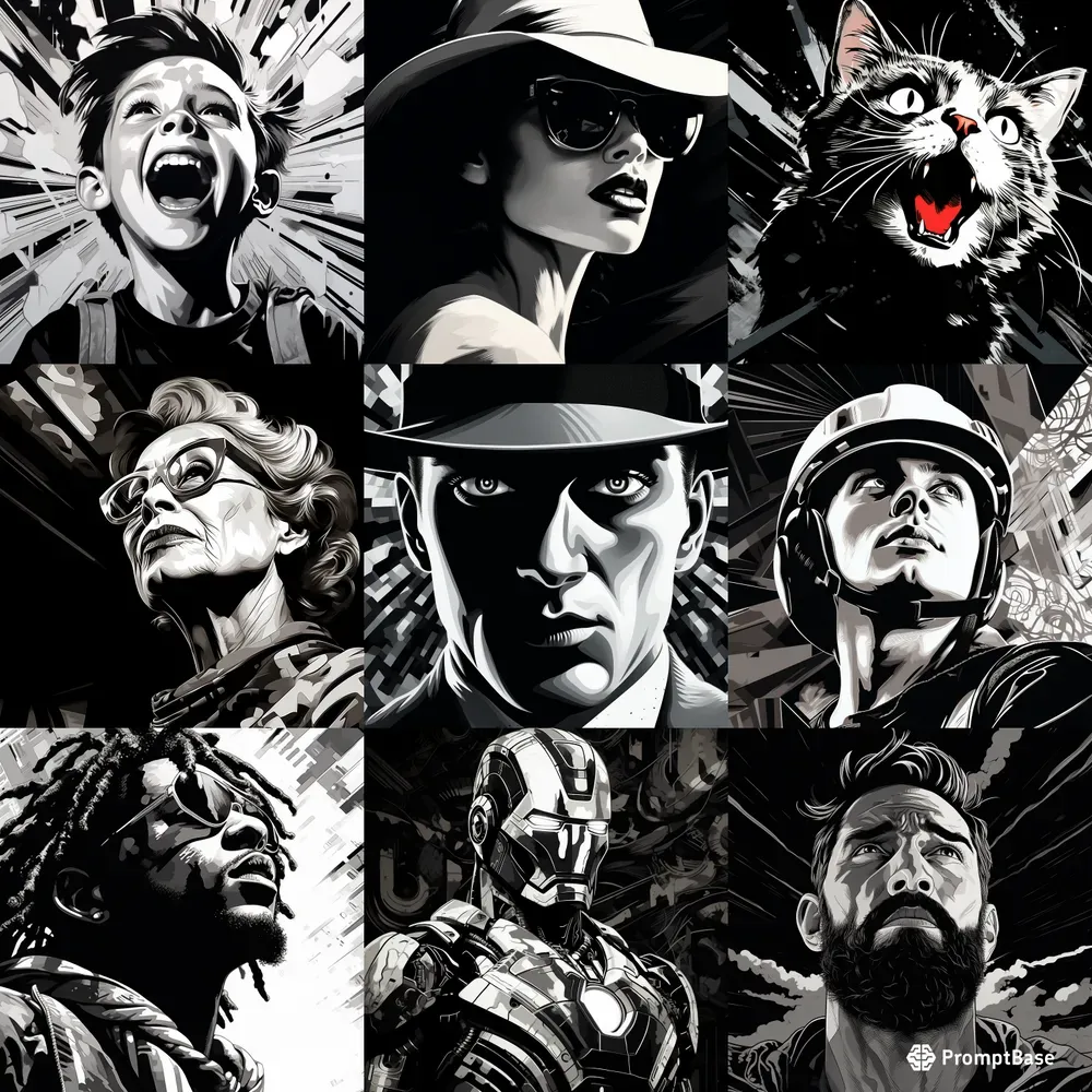 Portrait Black And White Noir Comics