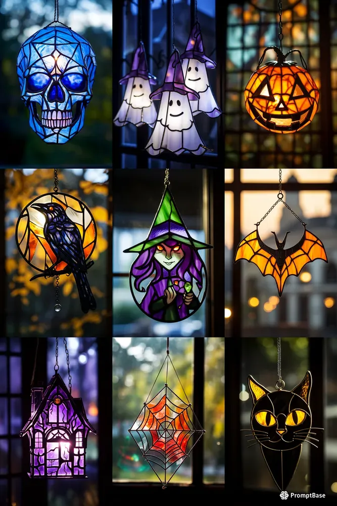 Halloween Stained Glass Suncatchers