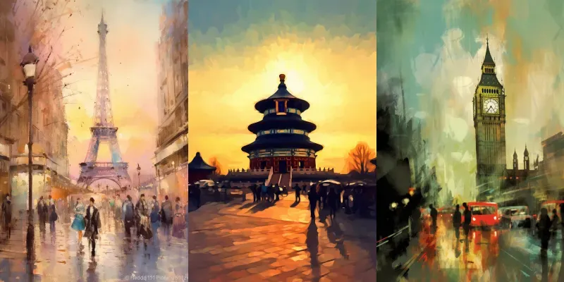 Artistic Travel Poster Paintings generated by undefined