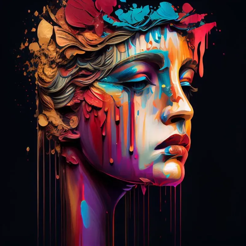 Colorful Dripping Face Art