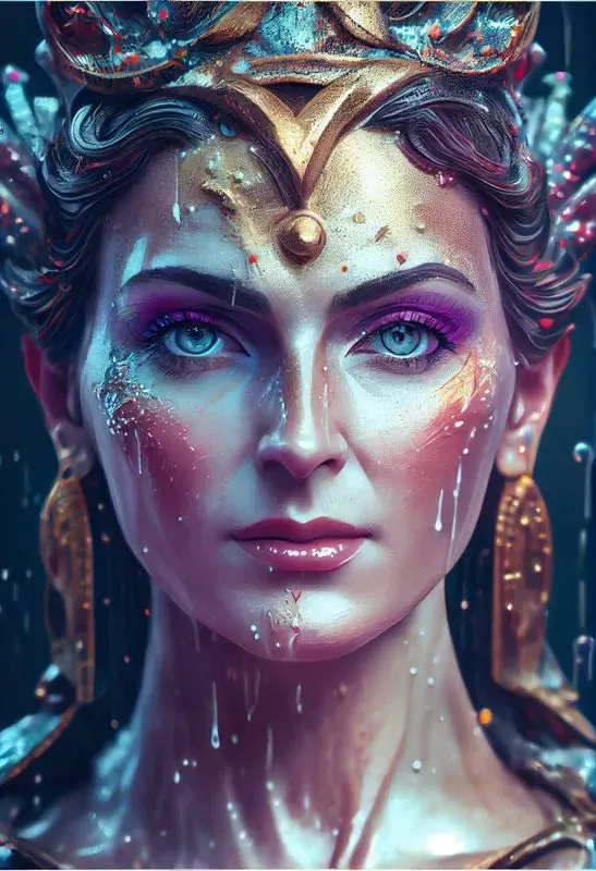 Wet Metallic Color Face Art