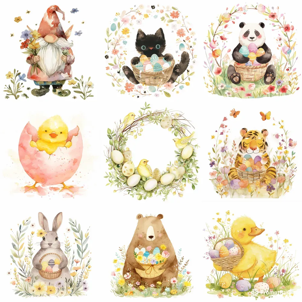 Cute Watercolor Easter Clip Art