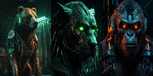Cyborg Creatures Photorealistic Animals generated by midjourney