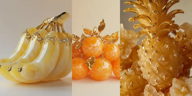 Jade Sculptures With Gilded Accents generated by undefined