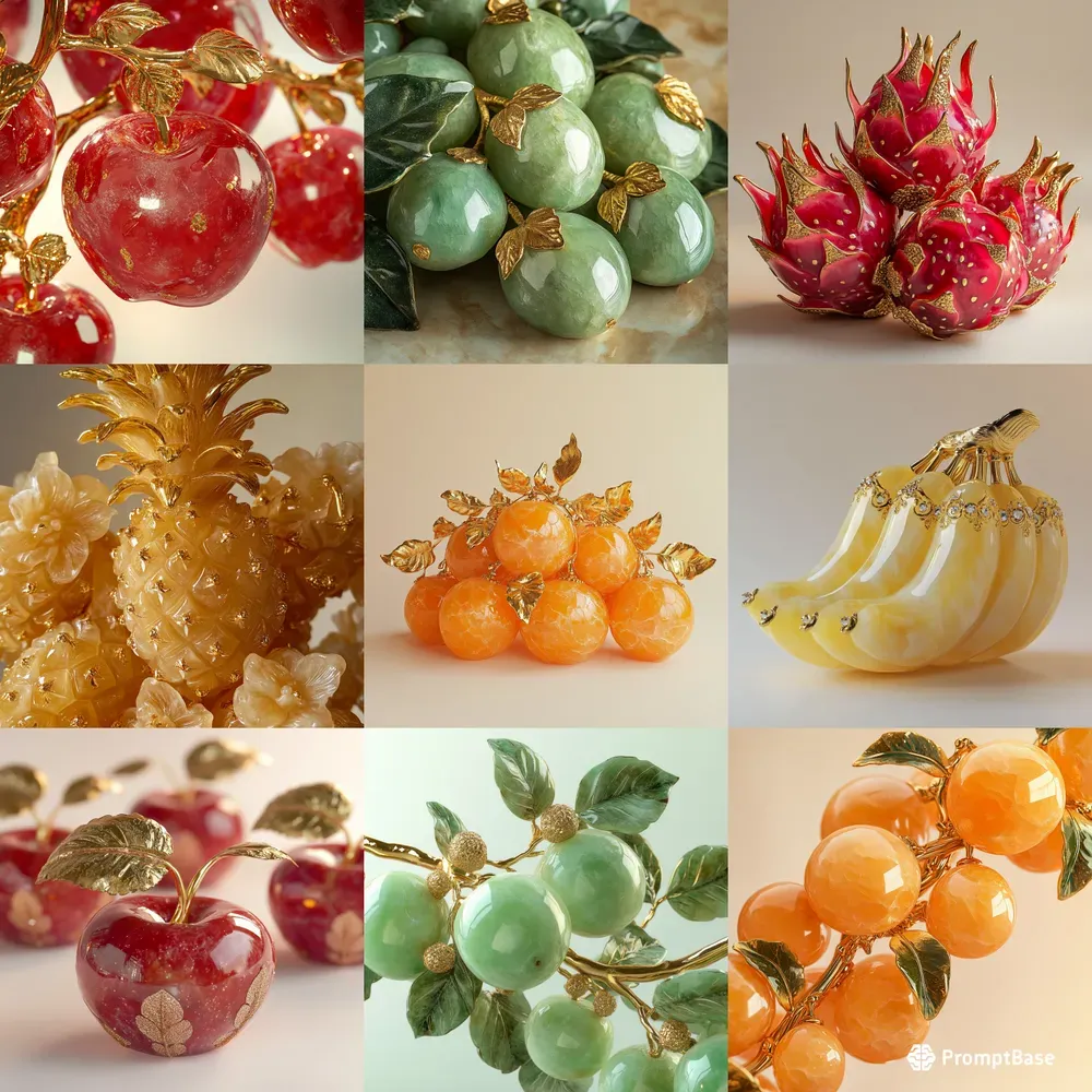 Jade Sculptures With Gilded Accents