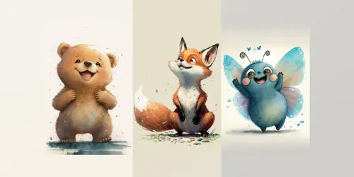 Adorable Watercolor Animals generated by midjourney