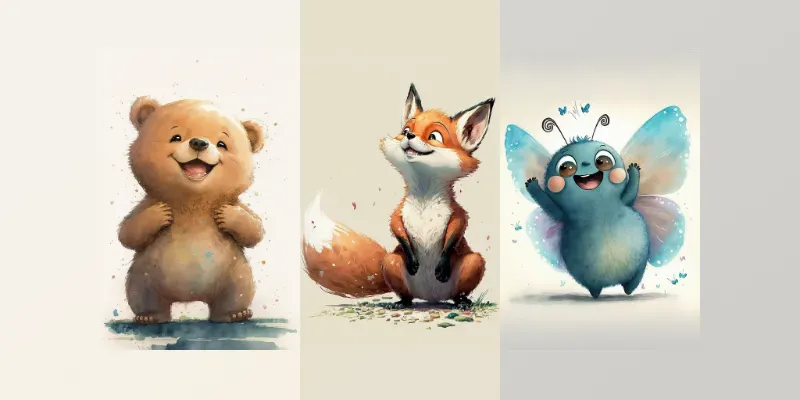 Adorable Watercolor Animals generated by undefined