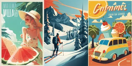 Flat Illustration Poster Designs generated by midjourney