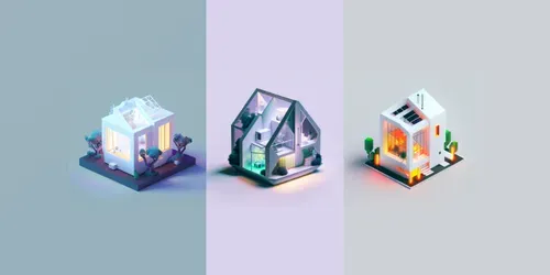 Contemporary Isometric Houses generated by midjourney