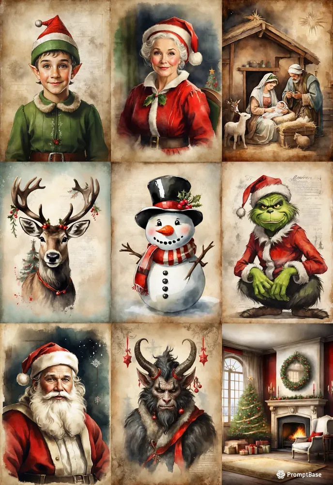 Vintage Style Christmas Paintings
