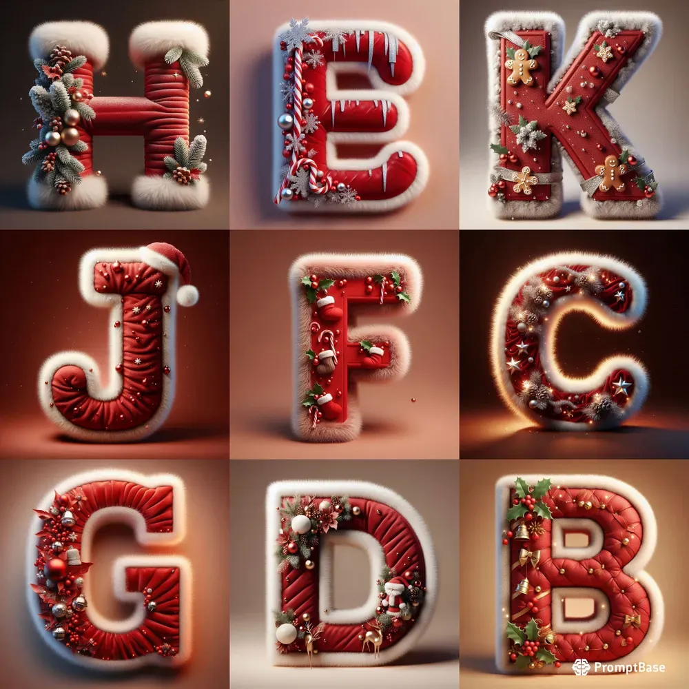 Festive 3D Christmas Alphabets