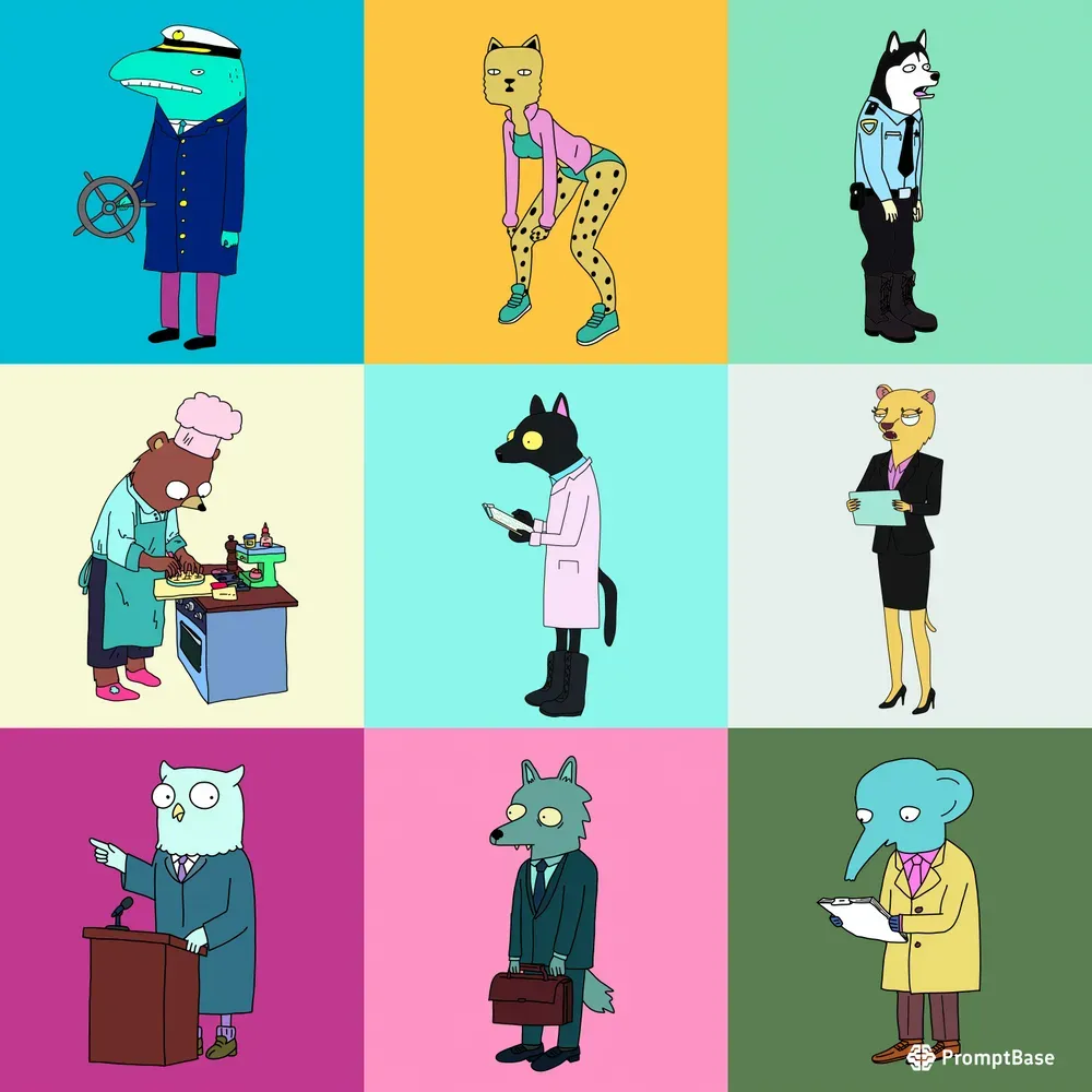 Quirky Animal Characters Illustrations