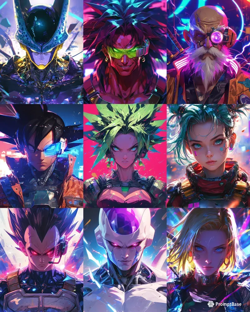 Epic Dragon Ball Cyberpunk Portraits