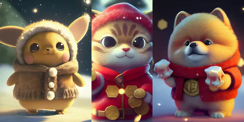 Cute Winter Edition Pixar Style Characters generated by undefined