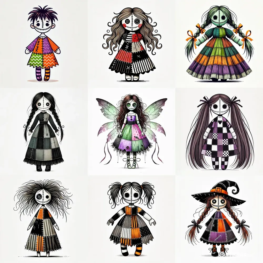 Spooky Patchwork Doll Cliparts