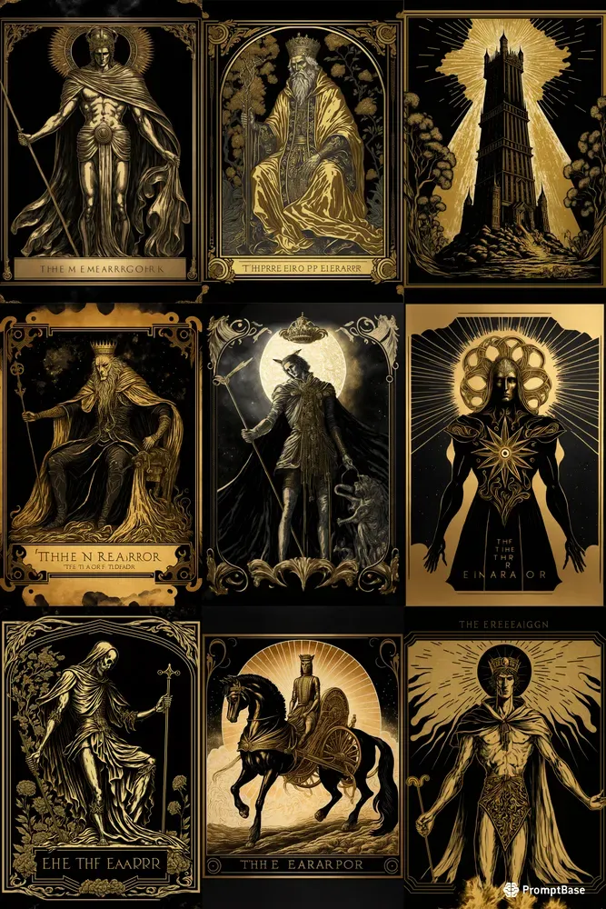 Fantasy Black And Gold Tarot Cards