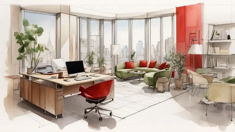 Watercolor Office Illustrations