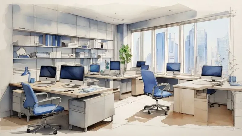 Watercolor Office Illustrations