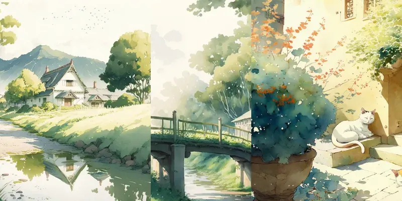 Studio Ghibli Style Watercolors generated by undefined