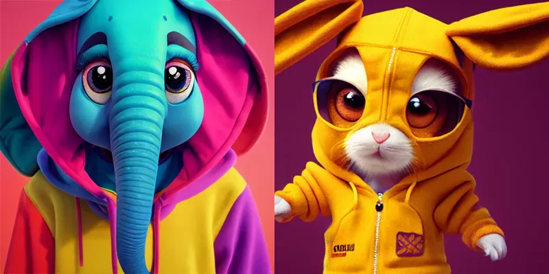 Cute Animals Wearing Hoodies generated by undefined
