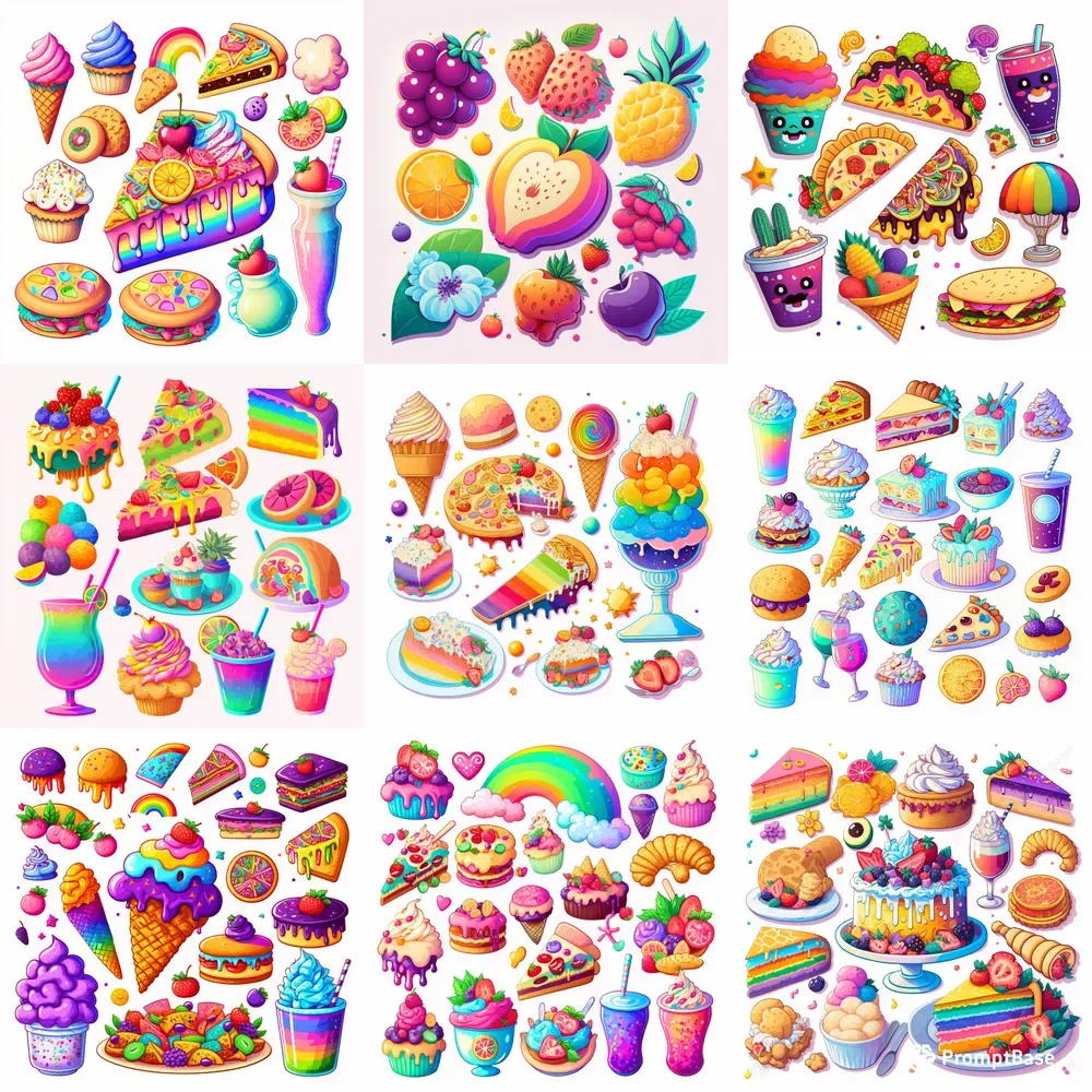 Cute Rainbow Food Stickers