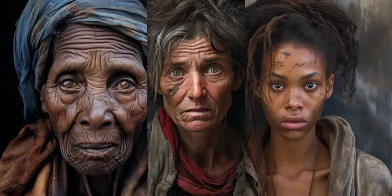 Harsh Reality Portraits From Street Life generated by undefined