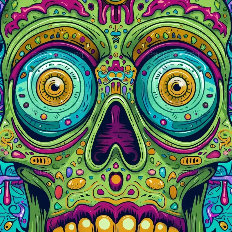 Psychedelic Trippy Cartoon Faces Art