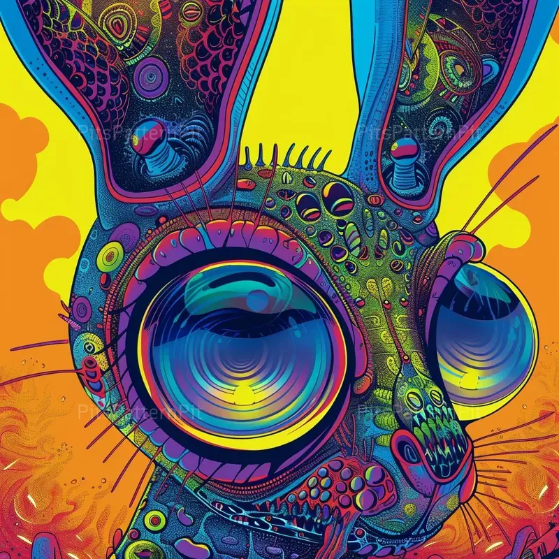 Psychedelic Trippy Cartoon Faces Art