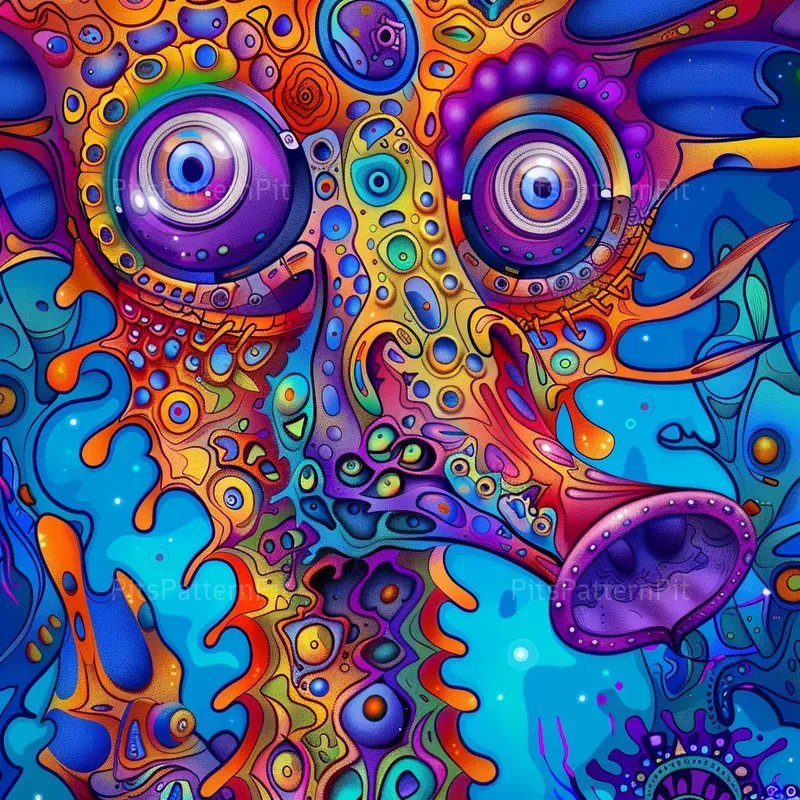 Psychedelic Trippy Cartoon Faces Art
