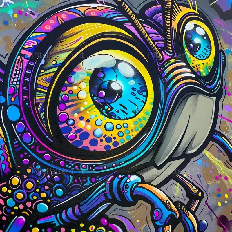 Psychedelic Trippy Cartoon Faces Art