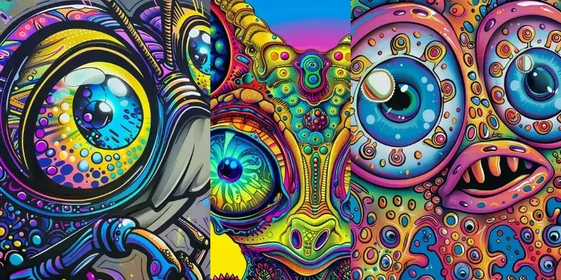 Psychedelic Trippy Cartoon Faces Art generated by undefined