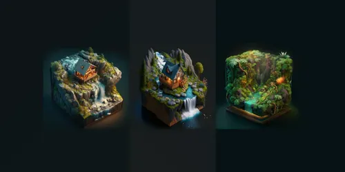 Isometric Scenes generated by midjourney