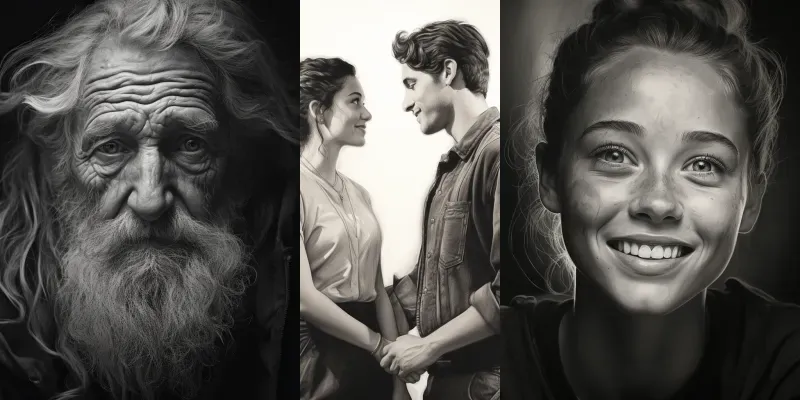 Photorealistic Monochrome Portraits generated by undefined