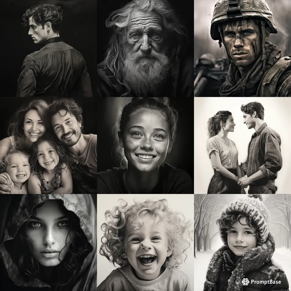 Photorealistic Monochrome Portraits