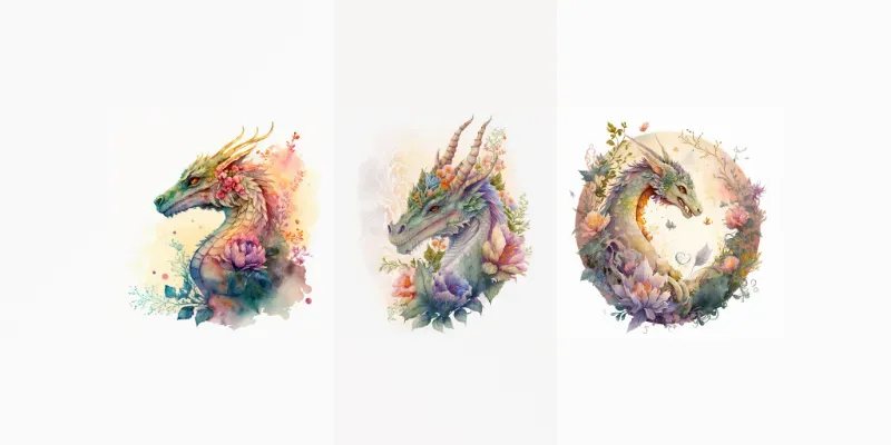 Illustrated Floral Dragons generated by undefined