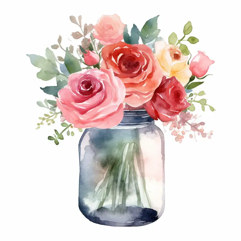 Jars Of Flowers Bouquets Cliparts