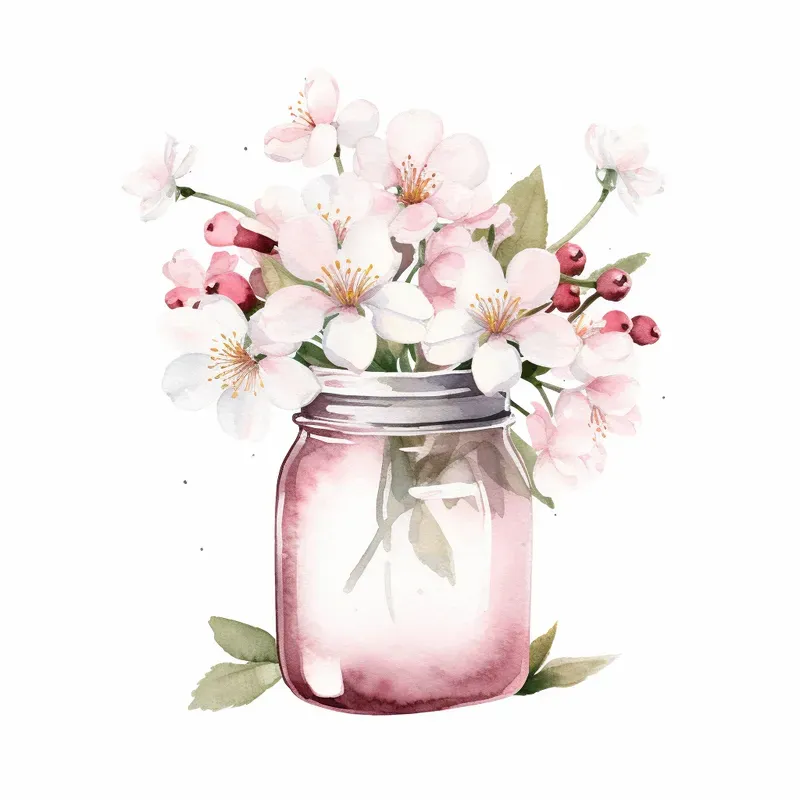 Jars Of Flowers Bouquets Cliparts