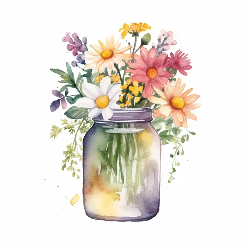Jars Of Flowers Bouquets Cliparts