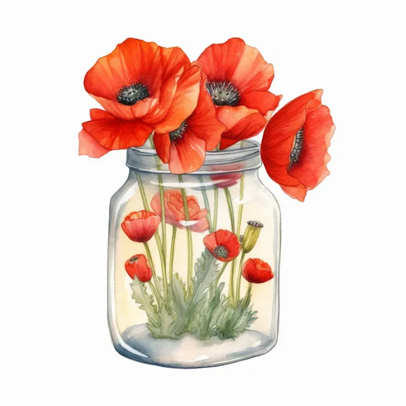 Jars Of Flowers Bouquets Cliparts