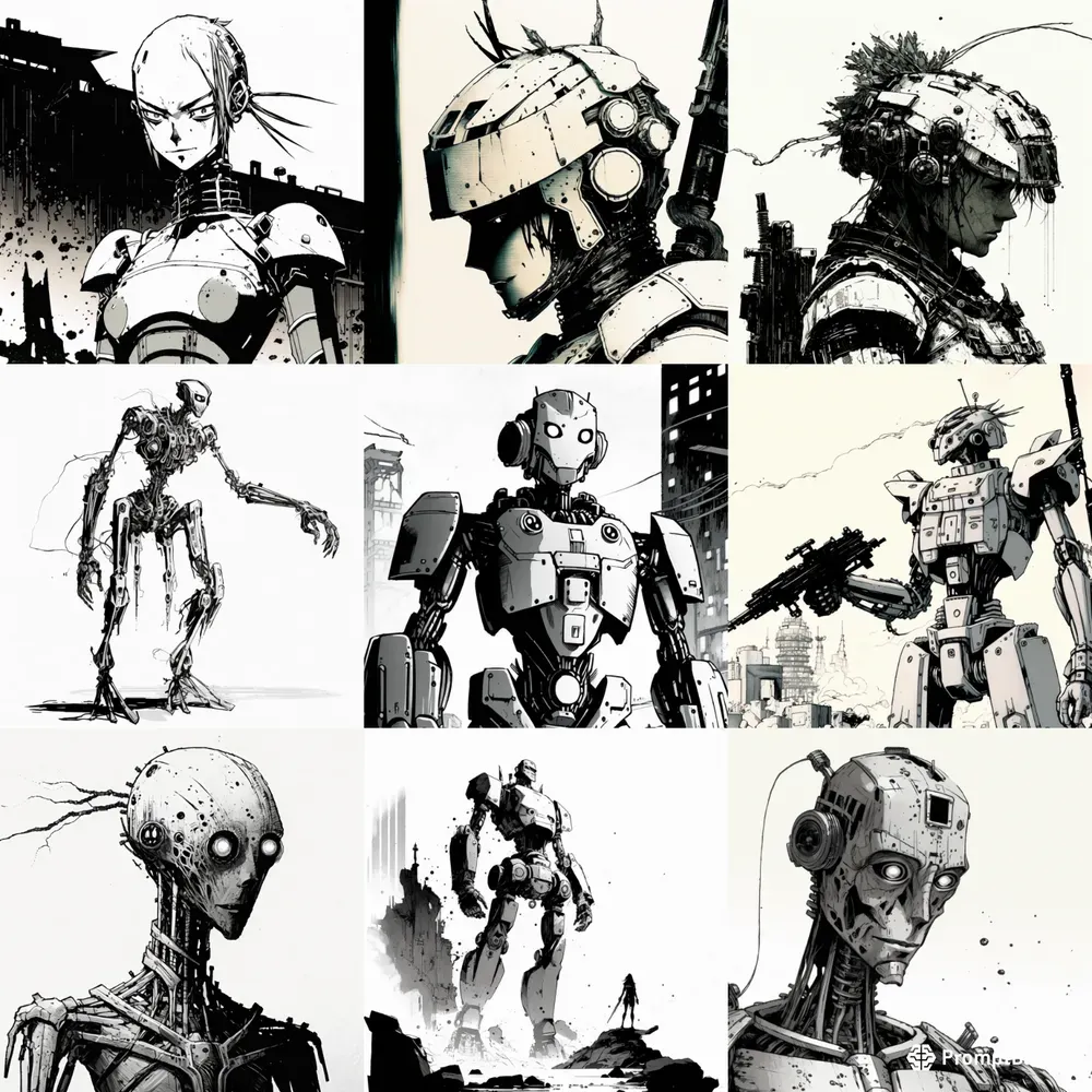 Black Inked Sci-fi Characters