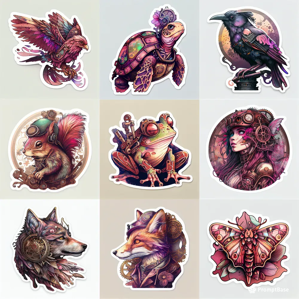 Steampunk Character Stickers